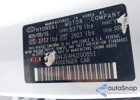 2017 Genesis G80 3.8 from USA, damaged, VIN KMHGN4JE4HU200851